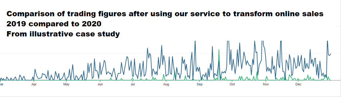 Sales 12 months 2019 v 2020 - case study illustration